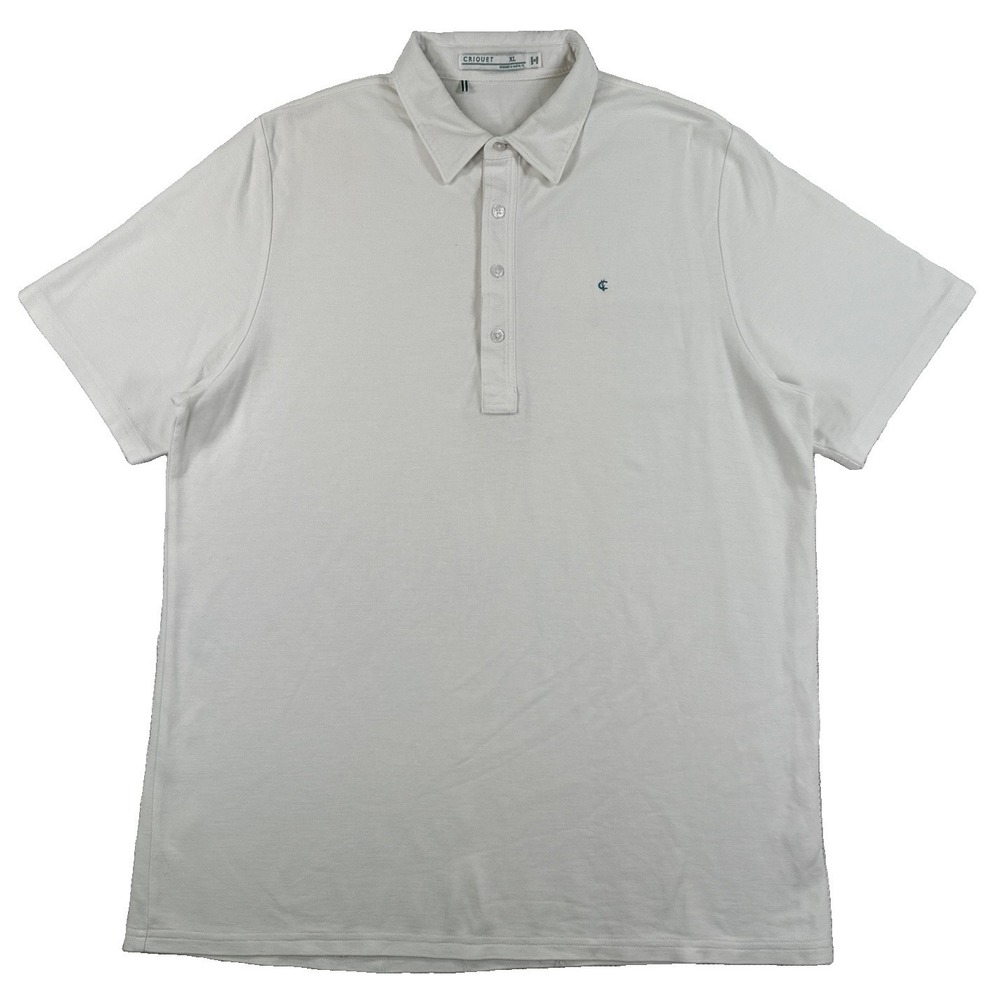 Criquet Pique Polo Shirt Men's XL White Pima Cotton Short Sleeve